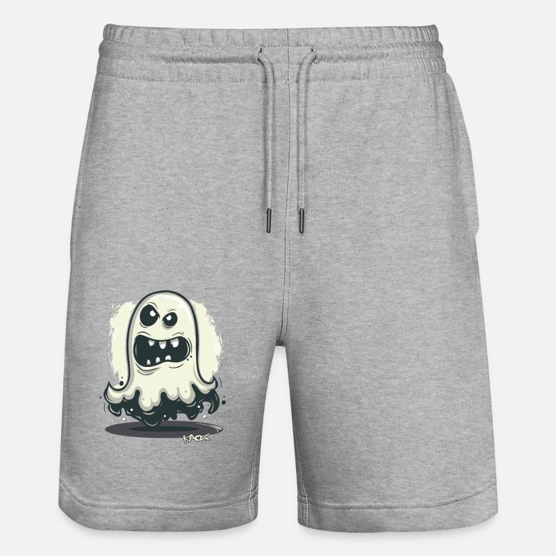 Dark, grim, crazy, funny ghost - Stanley/Stella Trainer Unisex Organic Jogging Shorts - heather grey