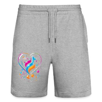 Gaming Musical Heart - Zusammenfassung - Stanley/Stella Unisex Bio Joggingshorts Trainer  - Grau meliert - Vorne - Nik (191cm) & Marisol (170cm)