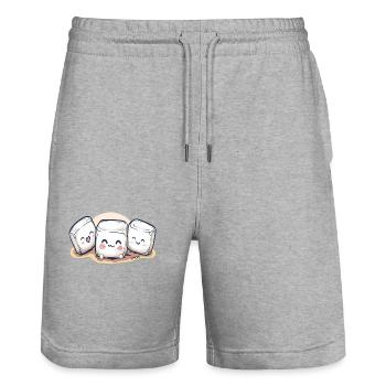 Cute, Cute Chibi Marshmallows - Stanley/Stella Trainer Unisex Organic Jogging Shorts - heather grey - Front - Nik (191cm) & Marisol (170cm)