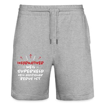 Informatiker Spruch Lustige Programmierer Geschenk - Stanley/Stella Unisex Bio Joggingshorts Trainer  - Grau meliert - Vorne - Nik (191cm) & Marisol (170cm)