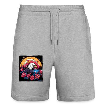 Blumen und Adler - Stanley/Stella Unisex Bio Joggingshorts Trainer  - Grau meliert - Vorne - Nik (191cm) & Marisol (170cm)