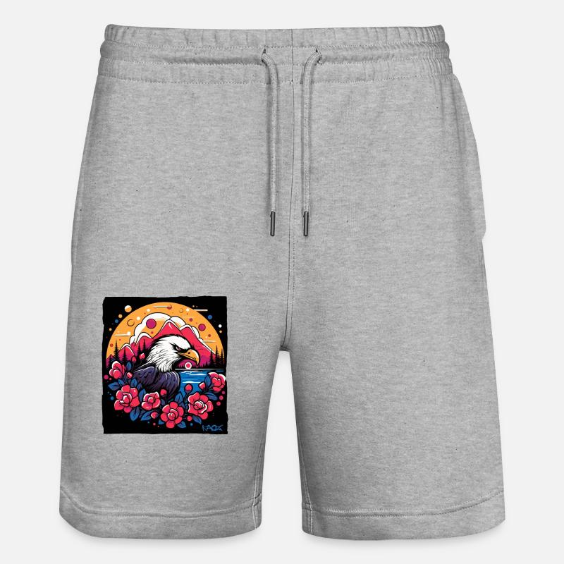 Fleurs et aigles - Short de jogging bio TRAINER Stanley/Stella unisexe - gris chiné