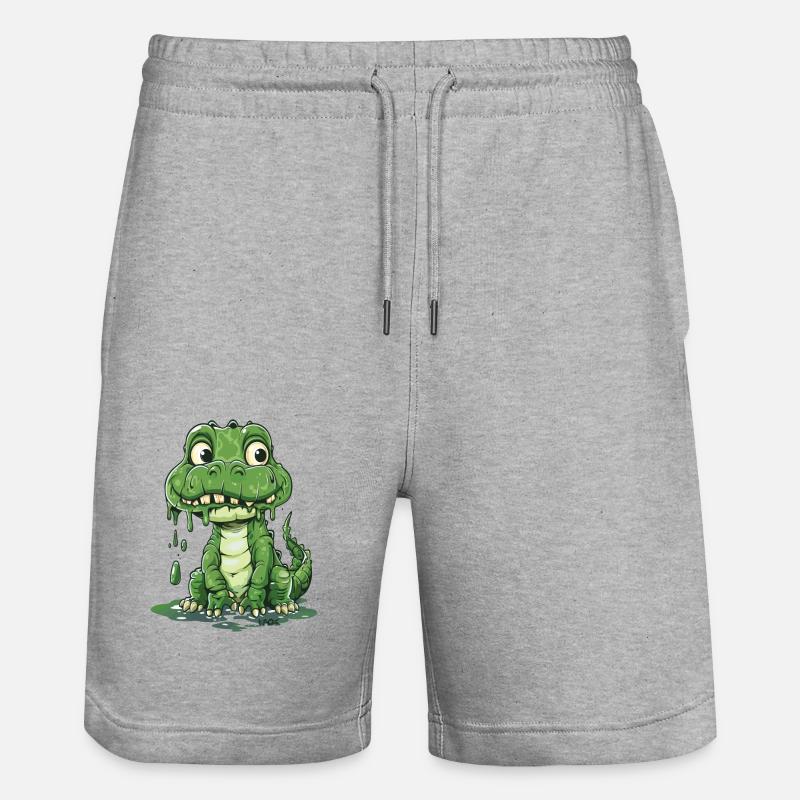 Dino mignon avec des gouttes - Short de jogging bio TRAINER Stanley/Stella unisexe - gris chiné