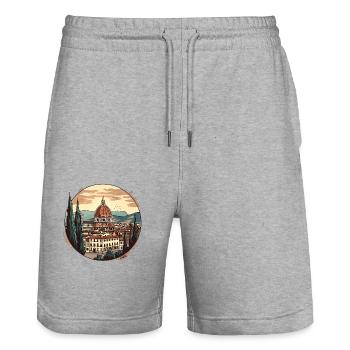 Florence, Italie : culture et beauté - Short de jogging bio TRAINER Stanley/Stella unisexe - gris chiné - Devant - Nik (191cm) & Marisol (170cm)