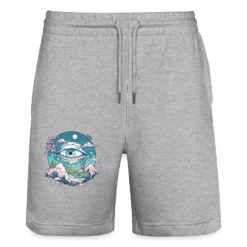 Schönheit der Natur und ein großes Auge am Himmel - Stanley/Stella Unisex Bio Joggingshorts Trainer  - Grau meliert - Vorne - Nik (191cm) & Marisol (170cm)