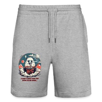 Der Rummel ist vorbei: Lama isst Ramen-Nudeln - Stanley/Stella Unisex Bio Joggingshorts Trainer  - Grau meliert - Vorne - Nik (191cm) & Marisol (170cm)