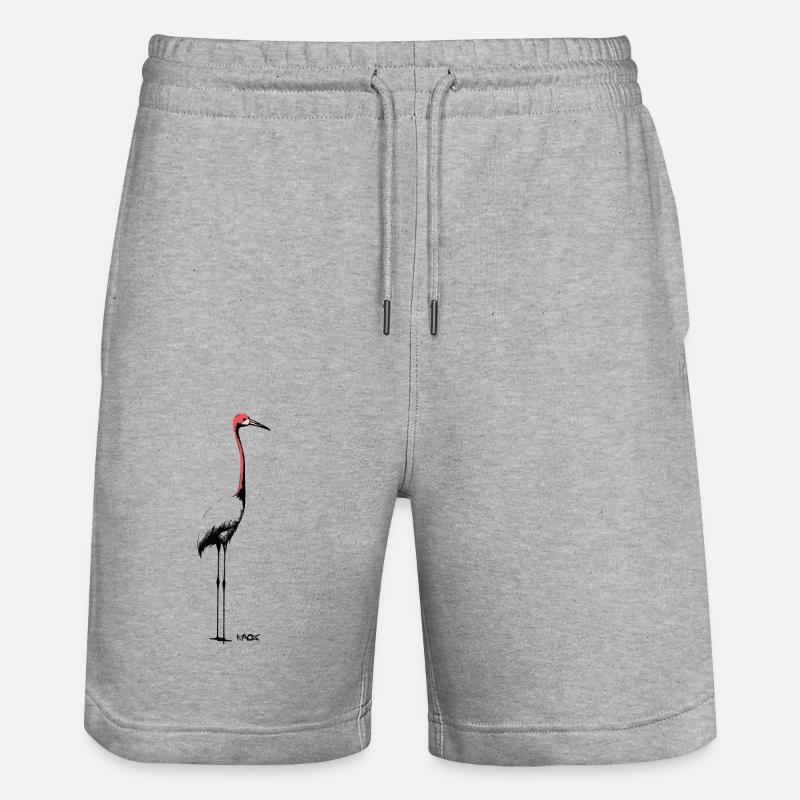 Eleganter Kranich oder Storch - Stanley/Stella Unisex Bio Joggingshorts Trainer  - Grau meliert
