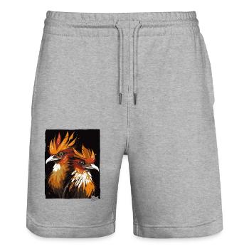 A Pair of Hoatzin Birds - Stanley/Stella Trainer Unisex Organic Jogging Shorts - heather grey - Front - Nik (191cm) & Marisol (170cm)