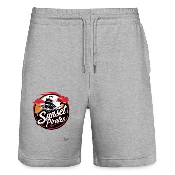 Le bateau des pirates du coucher du soleil : Voile - Short de jogging bio TRAINER Stanley/Stella unisexe - gris chiné - Devant - Nik (191cm) & Marisol (170cm)