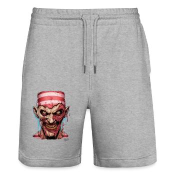 Portrait of a very scary guy - Stanley/Stella Trainer Unisex Organic Jogging Shorts - heather grey - Front - Nik (191cm) & Marisol (170cm)