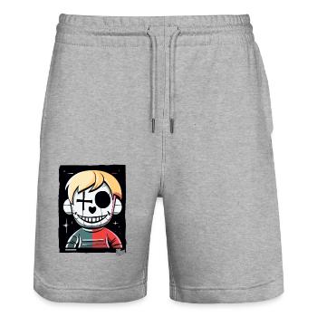 Crazy Cartoon: Horrible Puppet - Stanley/Stella Trainer Unisex Organic Jogging Shorts - heather grey - Front - Nik (191cm) & Marisol (170cm)