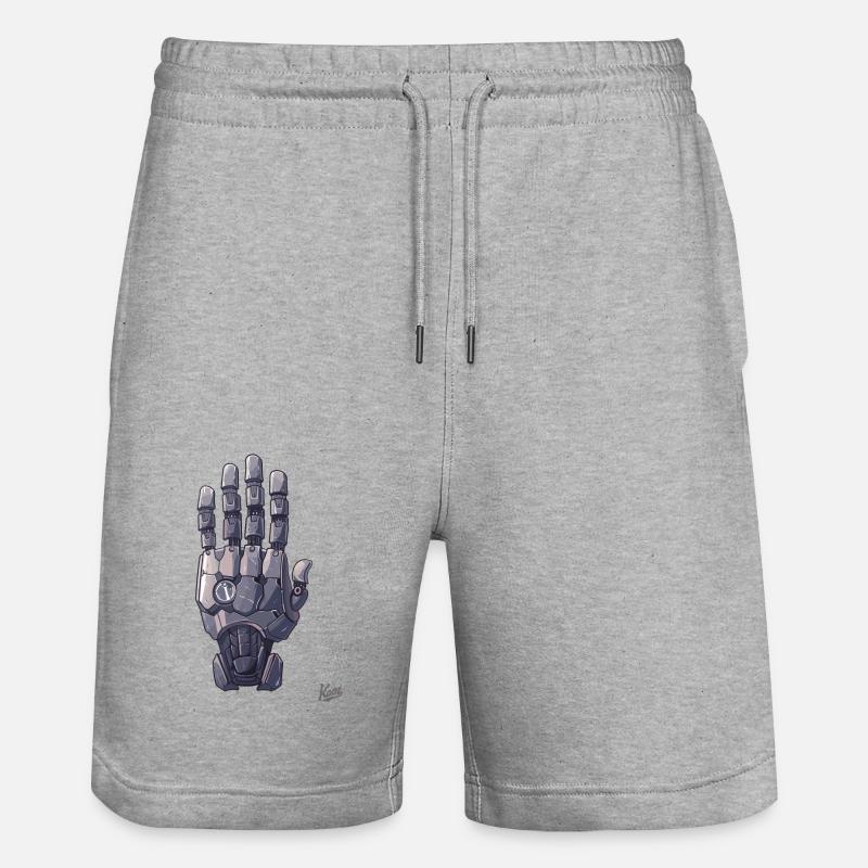 Roboter- oder Cyborg-Hand - Stanley/Stella Unisex Bio Joggingshorts Trainer  - Grau meliert