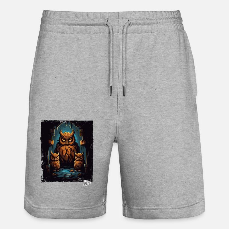 Trois hiboux dans le donjon - Short de jogging bio TRAINER Stanley/Stella unisexe - gris chiné