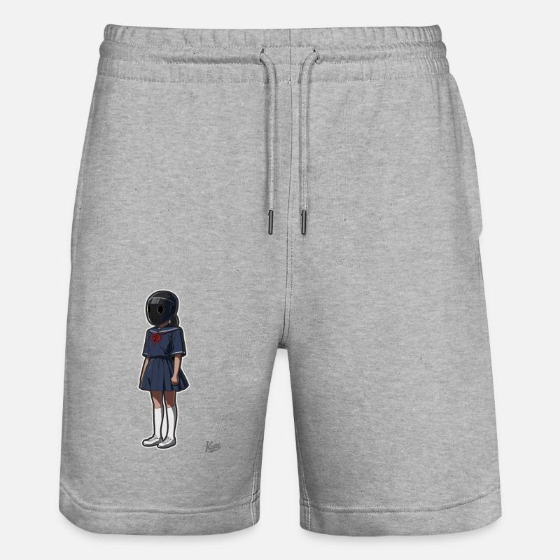 Schulmädchen mit Helm - Stanley/Stella Unisex Bio Joggingshorts Trainer - Grau meliert