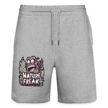 Design sauvage « Nature Freak » pour les amoureux de la nature - Short de jogging bio TRAINER Stanley/Stella unisexe - gris chiné - Devant - Nik (191cm) & Marisol (170cm)