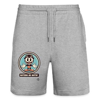 Retro Vintage Cartoon – Haters Be Hatin' - Stanley/Stella Trainer Unisex Organic Jogging Shorts - heather grey - Front - Nik (191cm) & Marisol (170cm)
