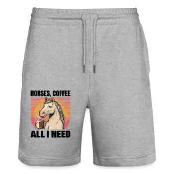 Lustiges Pferd Kunst Pferdebesitzer Pferde Kaffee - Stanley/Stella Unisex Bio Joggingshorts Trainer  - Grau meliert - Vorne - Nik (191cm) & Marisol (170cm)