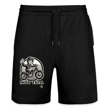 Essai de motocross rétro à l’ancienne - Short de jogging bio TRAINER Stanley/Stella unisexe - noir - Devant - Nik (191cm) & Marisol (170cm)