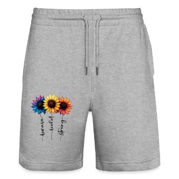 Summer Flowers Flower Inspiration Motivational Saying - Stanley/Stella Trainer Unisex Organic Jogging Shorts - heather grey - Front - Nik (191cm) & Marisol (170cm)