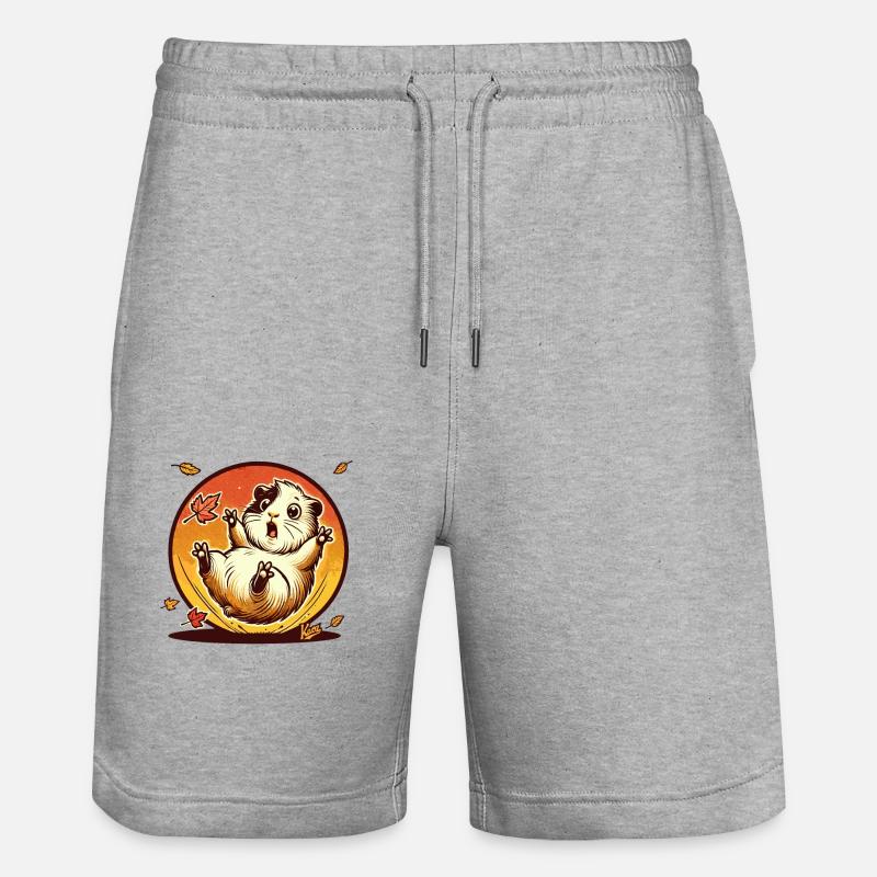 Hamster mit Herbst-Blättern - Stanley/Stella Unisex Bio Joggingshorts Trainer  - Grau meliert