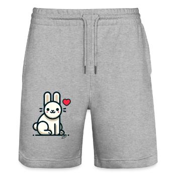 Amour Coeur Lapin - Short de jogging bio TRAINER Stanley/Stella unisexe - gris chiné - Devant - Nik (191cm) & Marisol (170cm)