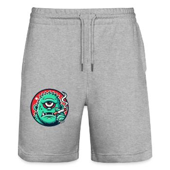 Cooler grüner Monster-Typ - Stanley/Stella Unisex Bio Joggingshorts Trainer  - Grau meliert - Vorne - Nik (191cm) & Marisol (170cm)