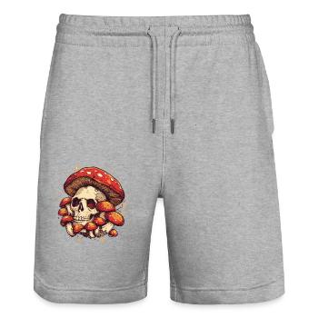 Pilz Totenopf - Stanley/Stella Unisex Bio Joggingshorts Trainer  - Grau meliert - Vorne - Nik (191cm) & Marisol (170cm)