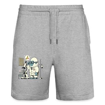 Scientifique : gorille, singe en laboratoire - Short de jogging bio TRAINER Stanley/Stella unisexe - gris chiné - Devant - Nik (191cm) & Marisol (170cm)