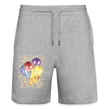 Birthday Balloons Carnival Confetti Watercolor - Stanley/Stella Trainer Unisex Organic Jogging Shorts - heather grey - Front - Nik (191cm) & Marisol (170cm)