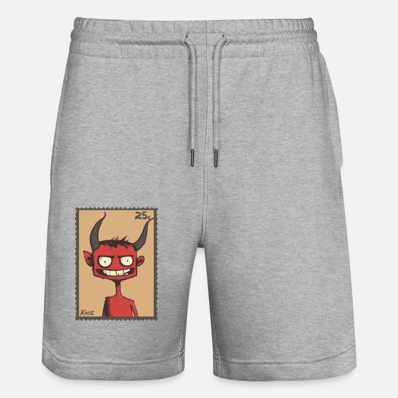 Grinning devil as a stamp - Stanley/Stella Trainer Unisex Organic Jogging Shorts - heather grey