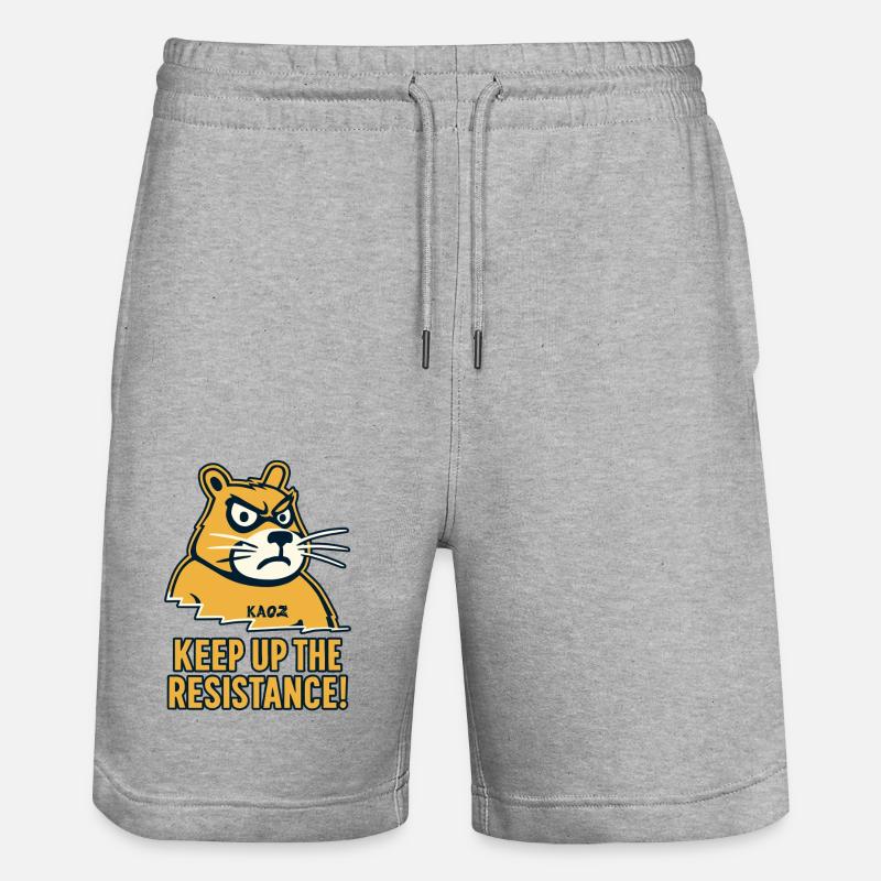 Widerstand Biber mit wütendem Blick - Stanley/Stella Unisex Bio Joggingshorts Trainer - Grau meliert