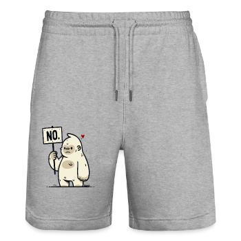 Lustiger Gorilla Affe mit Nein Schild Comic Stil - Stanley/Stella Unisex Bio Joggingshorts Trainer  - Grau meliert - Vorne - Nik (191cm) & Marisol (170cm)