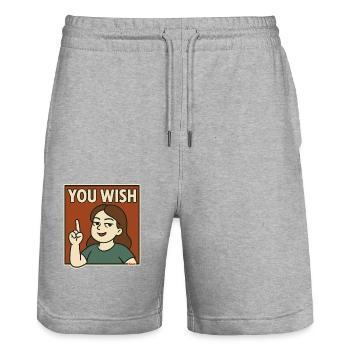 Femme effrontée avec un dicton que vous aimeriez - Short de jogging bio TRAINER Stanley/Stella unisexe - gris chiné - Devant - Nik (191cm) & Marisol (170cm)