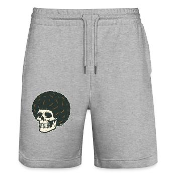 Der Schädel mit dem runden Haar aus der Tiefe - Stanley/Stella Unisex Bio Joggingshorts Trainer  - Grau meliert - Vorne - Nik (191cm) & Marisol (170cm)