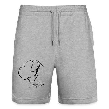 CANE CORSO Profile Dogs Dog Wilsigns - Stanley/Stella Trainer Unisex Organic Jogging Shorts - heather grey - Front - Nik (191cm) & Marisol (170cm)