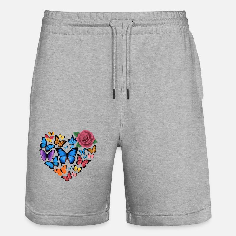 Cœur de papillons - Short de jogging bio TRAINER Stanley/Stella unisexe - gris chiné
