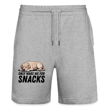 Only Wake Me For Snacks Yellow Golden Labrador - Short de jogging bio TRAINER Stanley/Stella unisexe - gris chiné - Devant - Nik (191cm) & Marisol (170cm)