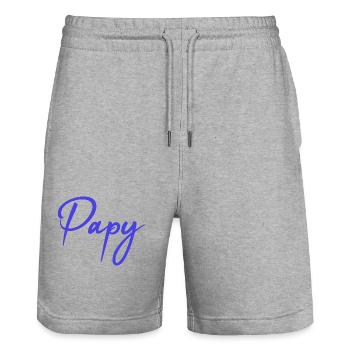 GRANDPA. FATHER's DAY. HAPPY BIRTHDAY GRANDPA. I LOVE YOU. - Stanley/Stella Trainer Unisex Organic Jogging Shorts - heather grey - Front - Nik (191cm) & Marisol (170cm)