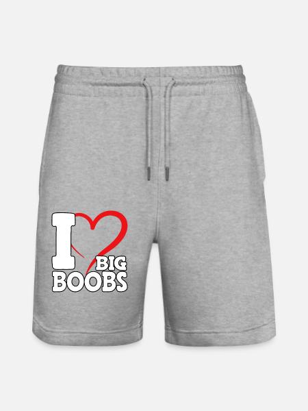 I love big boobs - Stanley/Stella Trainer Unisex Organic Jogging Shorts - heather grey