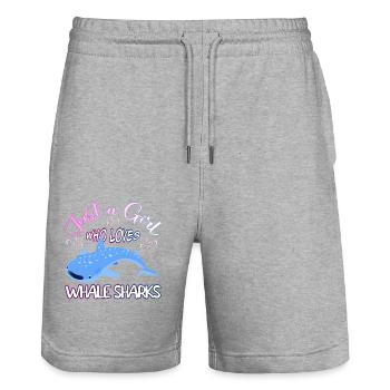 Just a Girl who loves Whale Sharks - Scuba diving - Stanley/Stella Unisex Bio Joggingshorts Trainer  - Grau meliert - Vorne - Nik (191cm) & Marisol (170cm)
