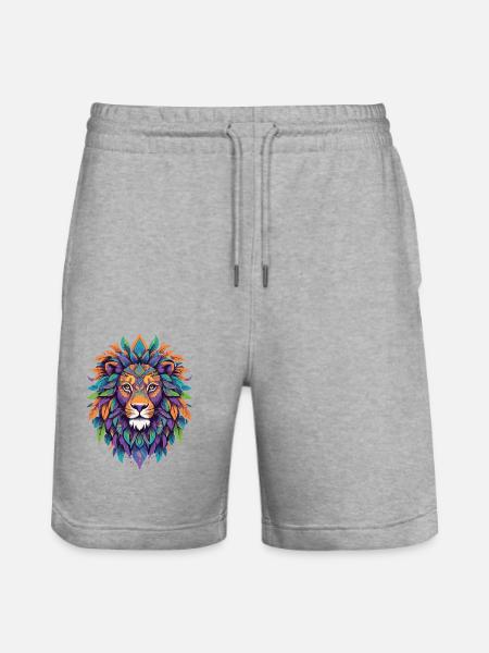 Spirituele Leeuw Mandala Power Animal Design - Stanley/Stella uniseks bio-joggingshorts Mover  - grijs gemêleerd