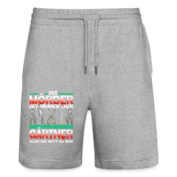 Gärtner Opa Vater Garten Gartenarbeit Hobby - Stanley/Stella Unisex Bio Joggingshorts Trainer  - Grau meliert - Vorne - Nik (191cm) & Marisol (170cm)