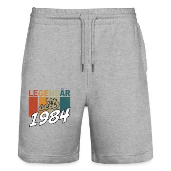 40. Geburtstag Mann Frau 40 Jahre 1984 Geschenk - Stanley/Stella Unisex Bio Joggingshorts Trainer  - Grau meliert - Vorne - Nik (191cm) & Marisol (170cm)