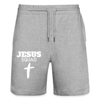Jesus Squad - I Love Jesus - Stanley/Stella Trainer Unisex Organic Jogging Shorts - heather grey - Front - Nik (191cm) & Marisol (170cm)