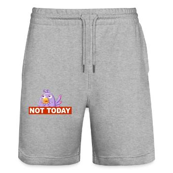 Nicht heute - not today lustiger Vogel Design - Stanley/Stella Unisex Bio Joggingshorts Trainer  - Grau meliert - Vorne - Nik (191cm) & Marisol (170cm)