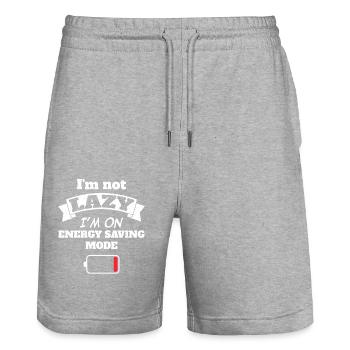 I'm not lazy I'm on energy saving mode - Stanley/Stella Trainer Unisex Organic Jogging Shorts - heather grey - Front - Nik (191cm) & Marisol (170cm)