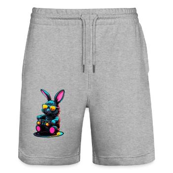 Osterhase Gamer Ikonisches Ostern Gaming - Stanley/Stella Unisex Bio Joggingshorts Trainer  - Grau meliert - Vorne - Nik (191cm) & Marisol (170cm)