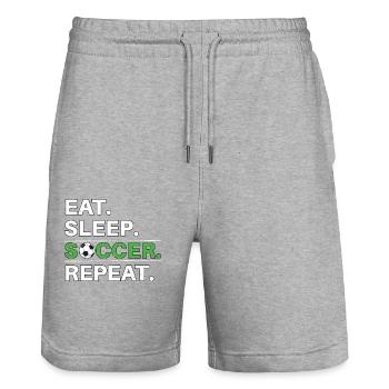 Eat Sleep Soccer Repeat - Soccer Player - Stanley/Stella Trainer Unisex Organic Jogging Shorts - heather grey - Front - Nik (191cm) & Marisol (170cm)