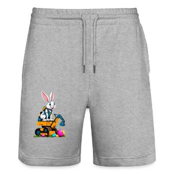 Easter Bunny Excavator Driver Easter Eggs Digging Funny - Stanley/Stella Trainer Unisex Organic Jogging Shorts - heather grey - Front - Nik (191cm) & Marisol (170cm)