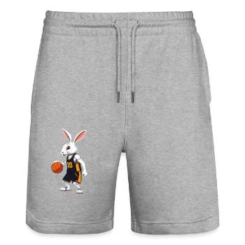 Basketballspieler Osterhase Lustig Streetwear - Stanley/Stella Unisex Bio Joggingshorts Trainer  - Grau meliert - Vorne - Nik (191cm) & Marisol (170cm)